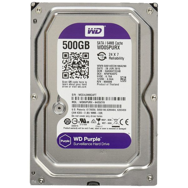 Ổ cứng máy tính HDD WD Purple 500GB tím SATA 3.5" hàng chính hãng Western Digital