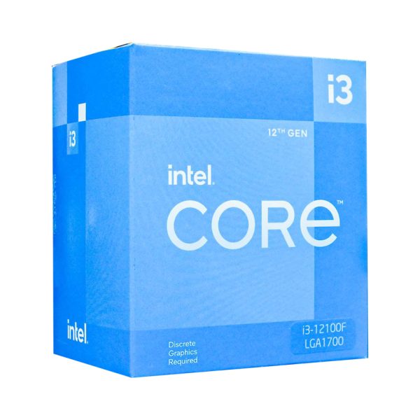 CPU Intel Core i3-12100F (Socket LGA 1700 | 3.3GHz turbo up to 4.3GHz | 4 nhân 8 luồng | 12MB Cache)